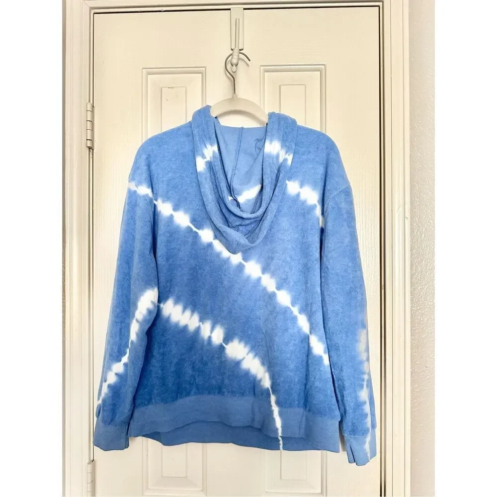 Wild Fable Blue Tie Dye Oversized Hoodie XS French Terry Sweatshirt - Picture 8 of 9